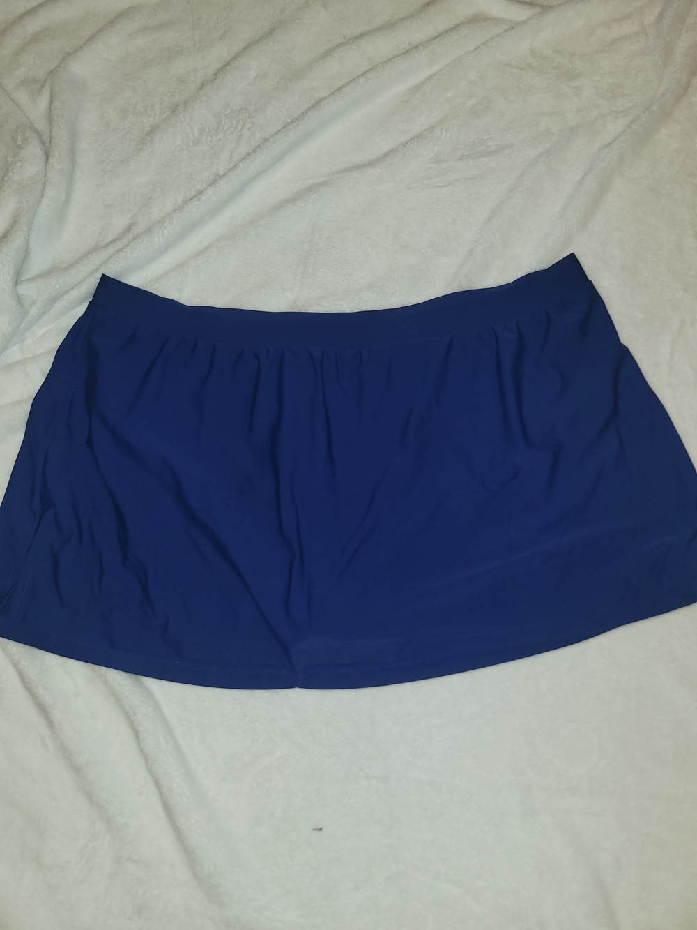 Beach Diva Women Plus 22W Blue Solid Swim Skirt Bottom Lined Stretch
